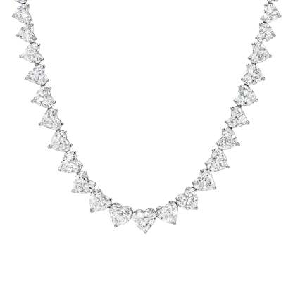 Vikasi - 38ct Lab Diamond Heart Tennis Necklace