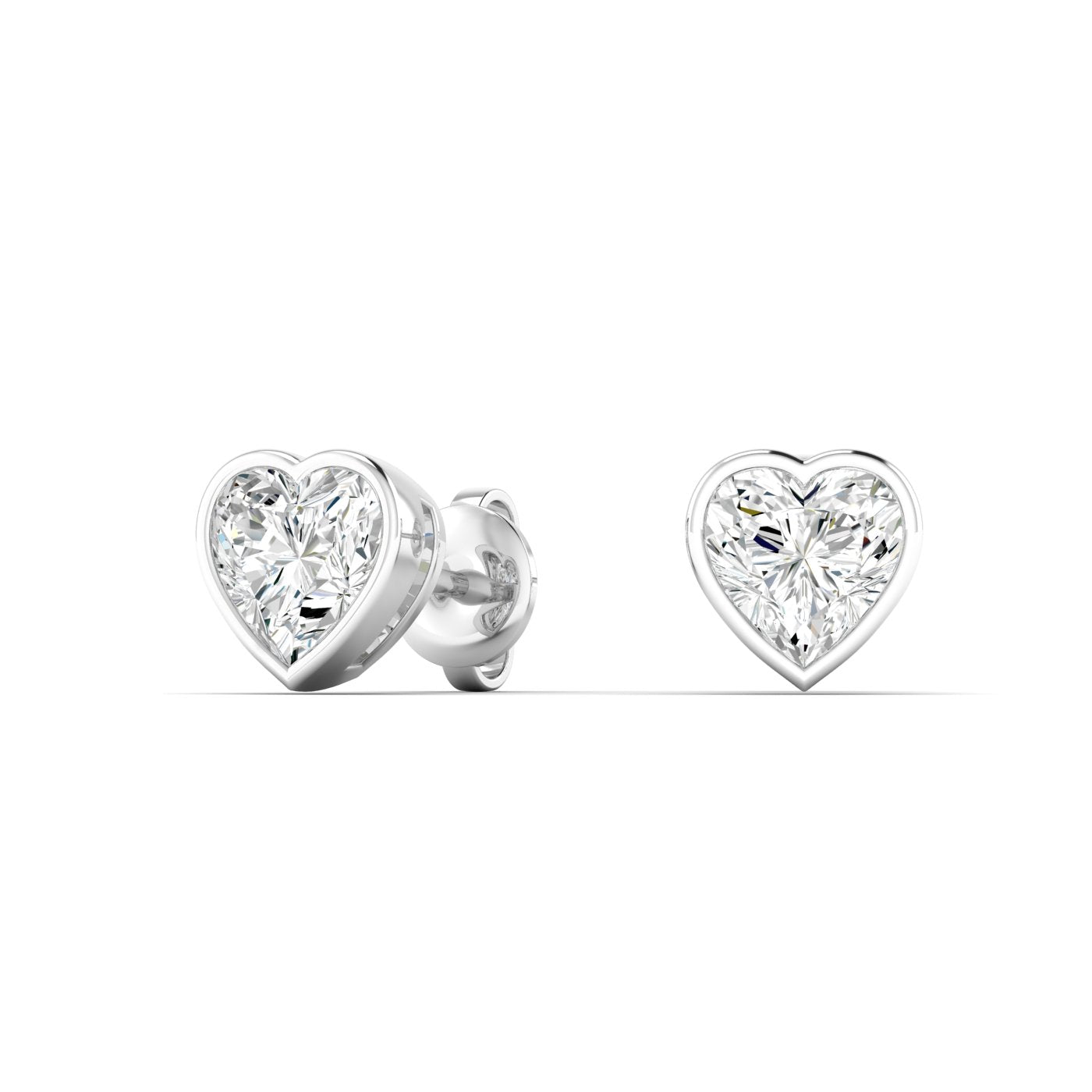 Vikasi - 2.06ct Bezel Heart Shape Diamond Earrings
