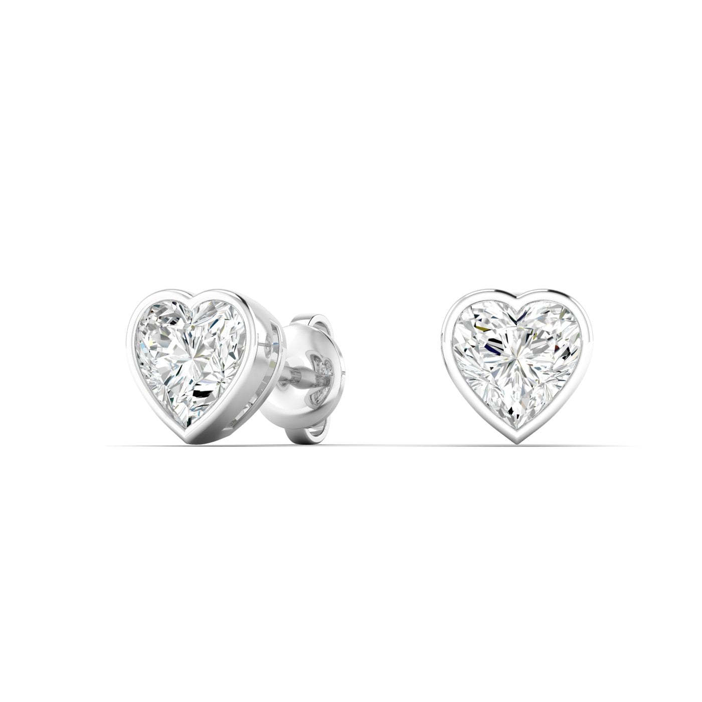 Vikasi - 2.06ct Bezel Heart Shape Diamond Earrings