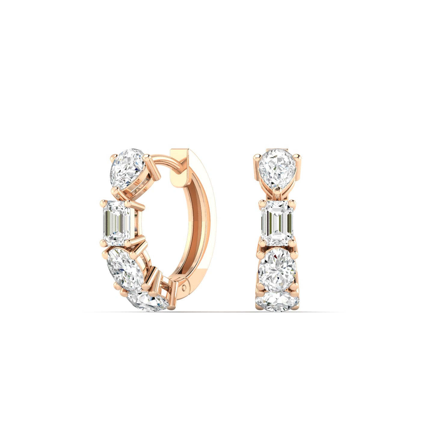 Vikasi - 2ct Mixed Diamond Huggie Hoop Earrings