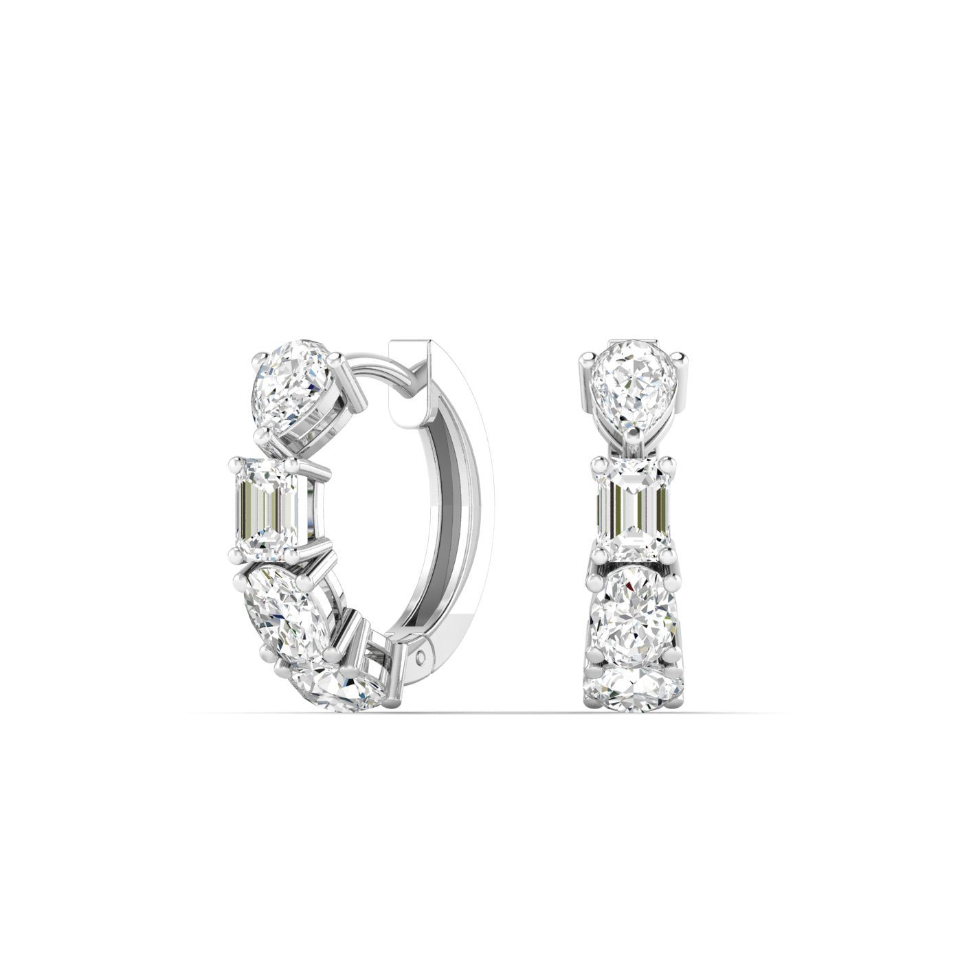 Vikasi - 2ct Mixed Diamond Huggie Hoop Earrings
