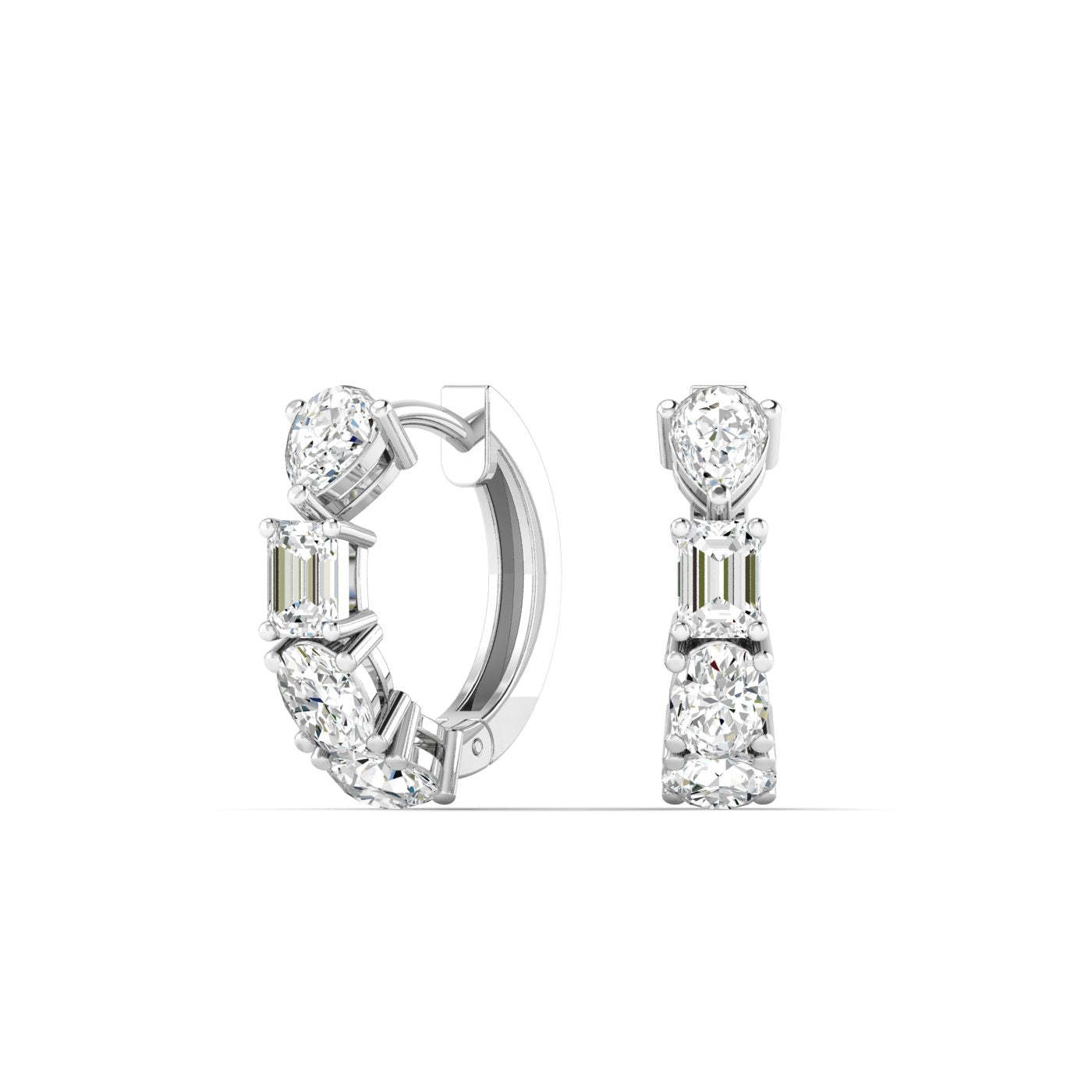 Vikasi - 2ct Mixed Diamond Huggie Hoop Earrings