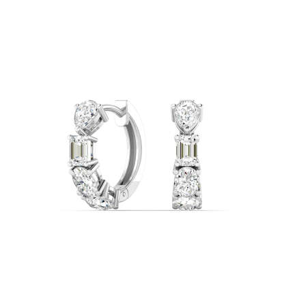 Vikasi - 2ct Mixed Diamond Huggie Hoop Earrings