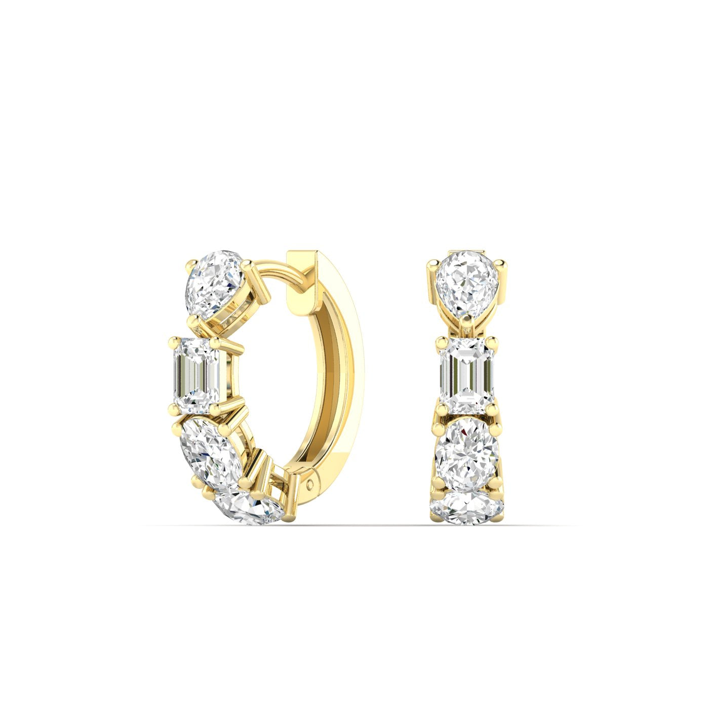 Vikasi - 2ct Mixed Diamond Huggie Hoop Earrings