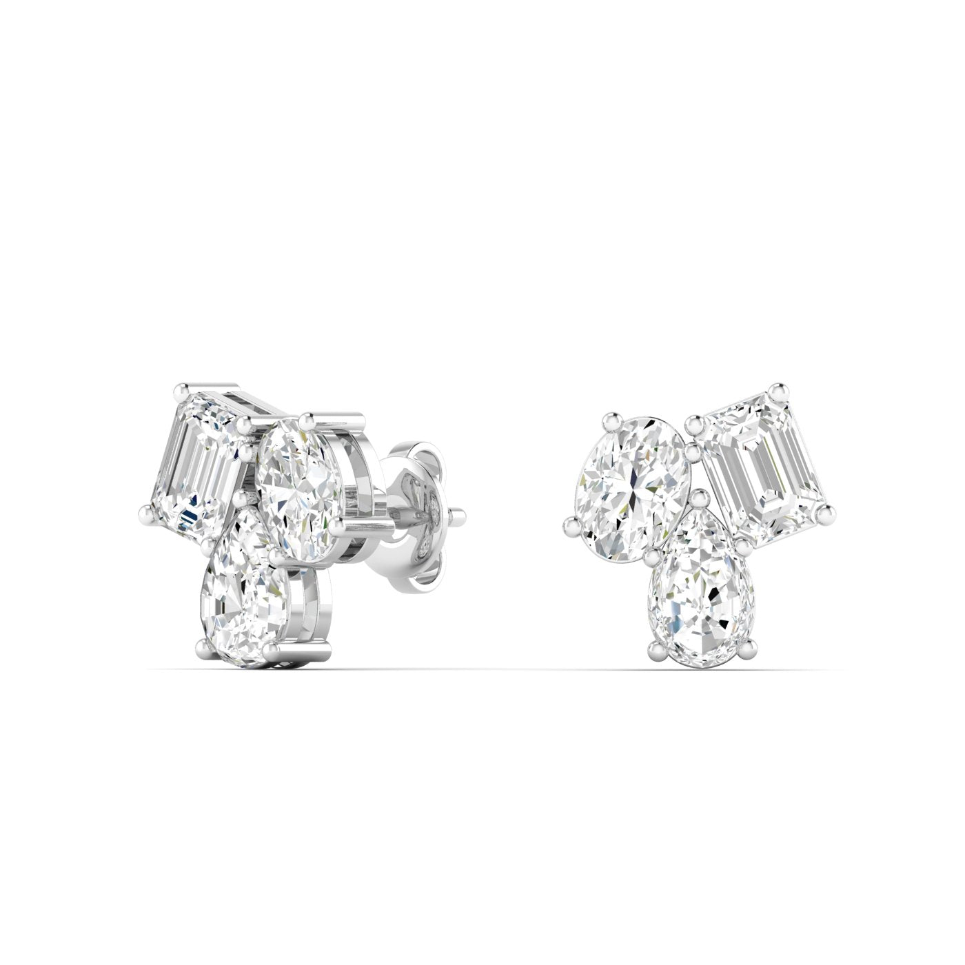 Vikasi - 3ct Multi Shape Lab Diamond Cluster Stud Earrings
