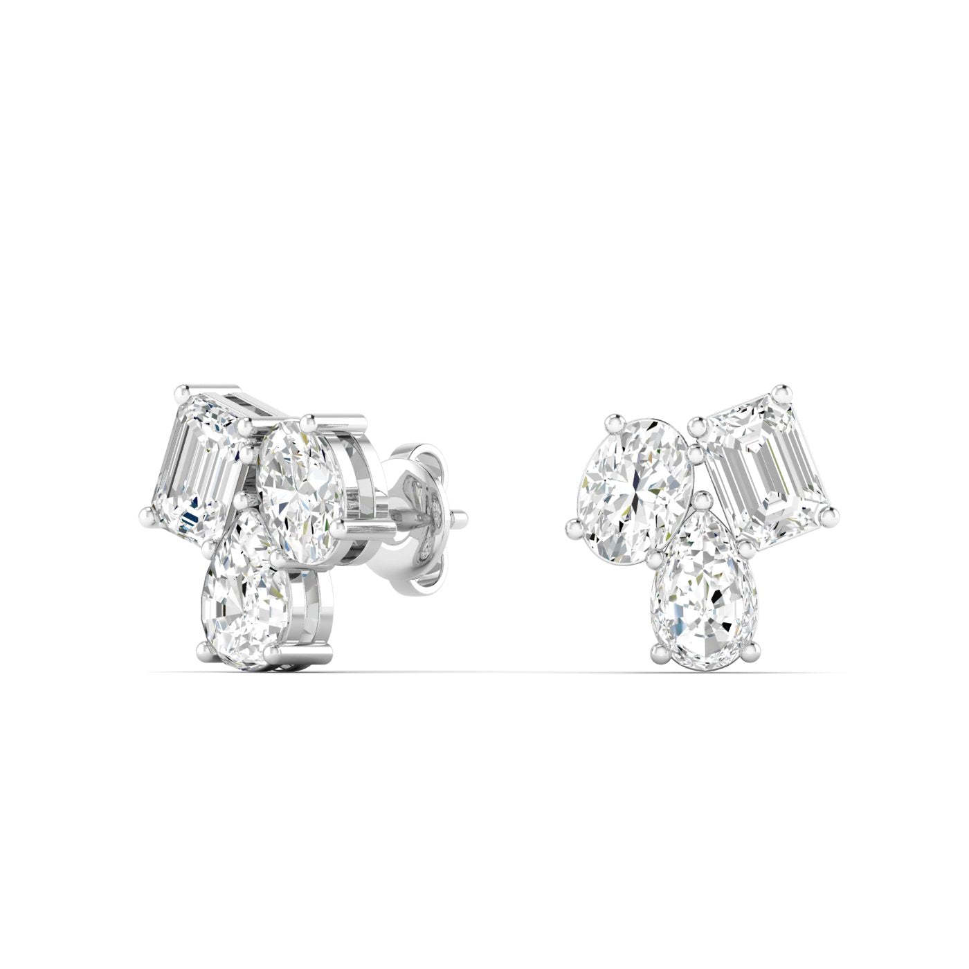Vikasi - 3ct Multi Shape Lab Diamond Cluster Stud Earrings