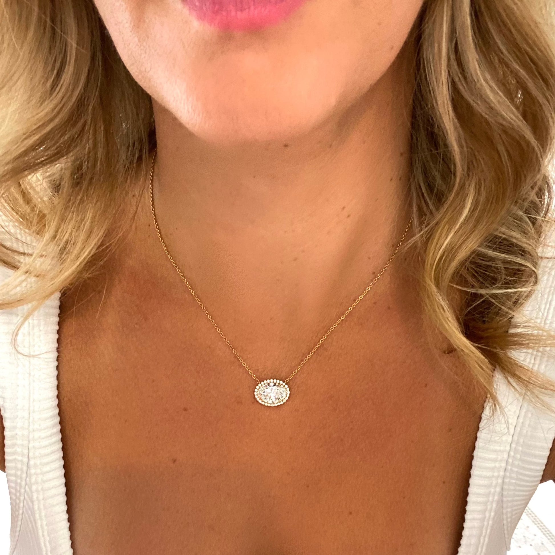 Vikasi - 3.05ct Halo Oval Diamond Pendant