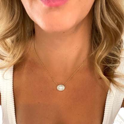 Vikasi - 3.05ct Halo Oval Diamond Pendant