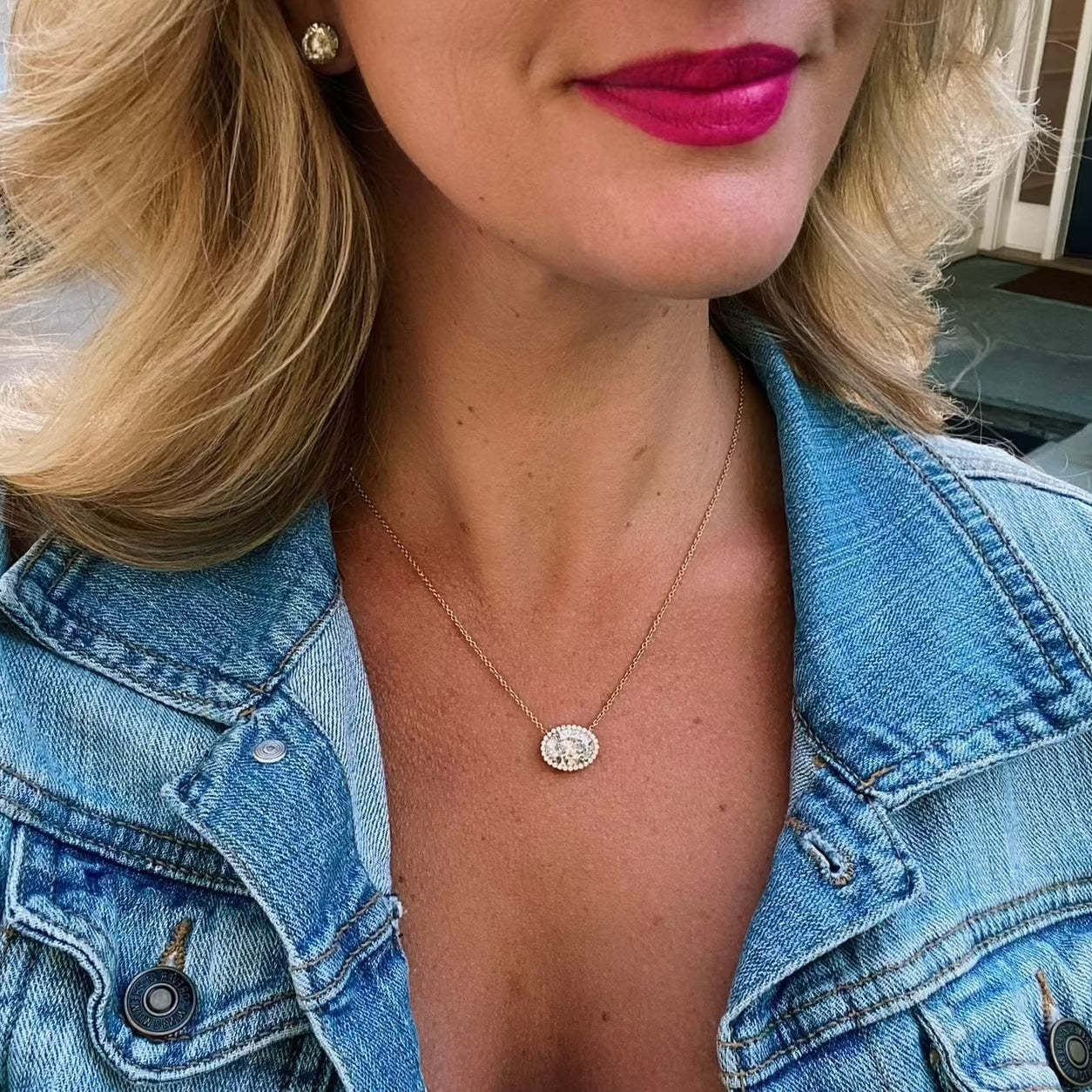 Vikasi - 3.05ct Halo Oval Diamond Pendant