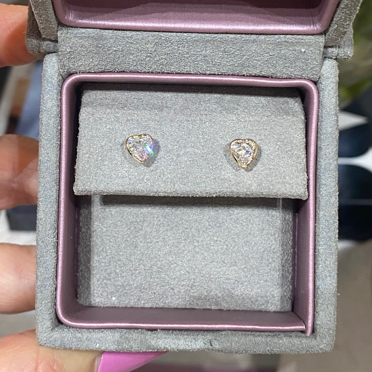 Vikasi - 2.06ct Bezel Heart Shape Diamond Earrings