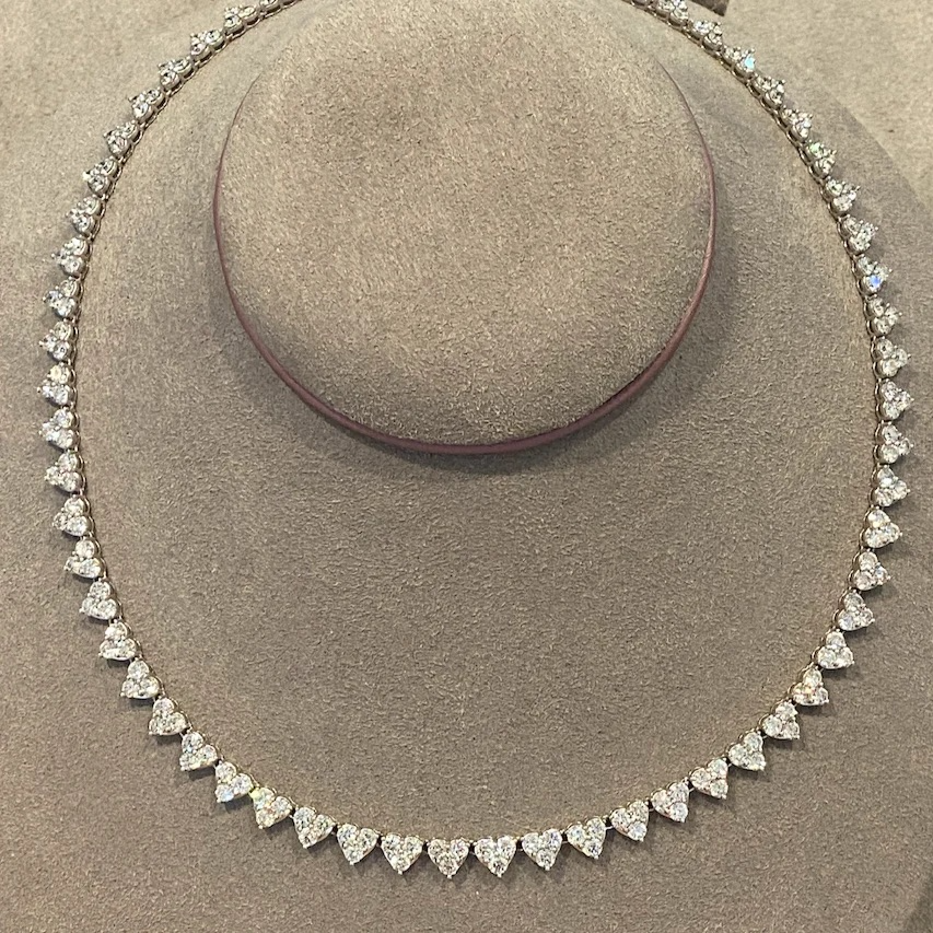 Vikasi - 38ct Lab Diamond Heart Tennis Necklace