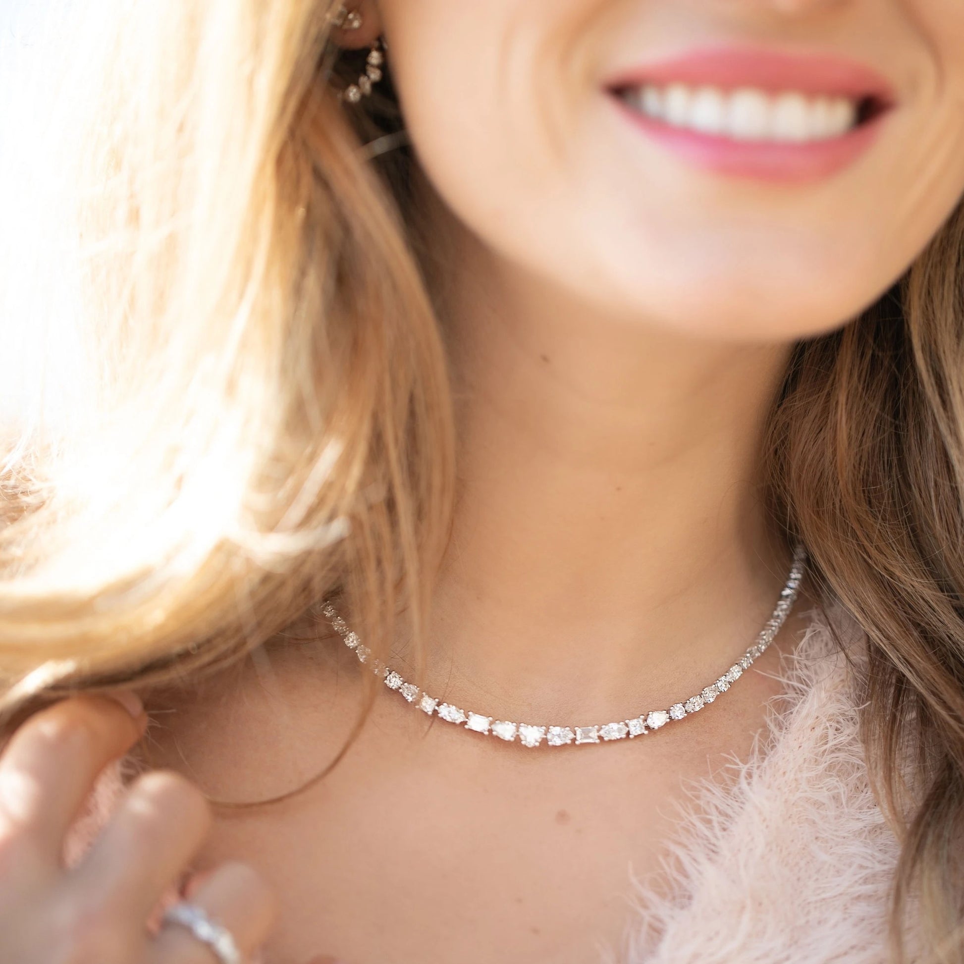 Sweet - 10.88ct Forever Lab Diamond Mixed Shapes Necklace