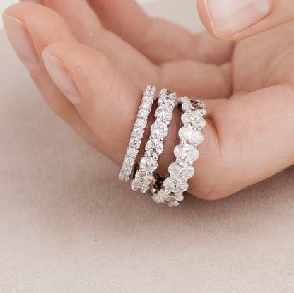 Vikasi - 3.22ct Double Shared Prong Round Eternity Wedding Band