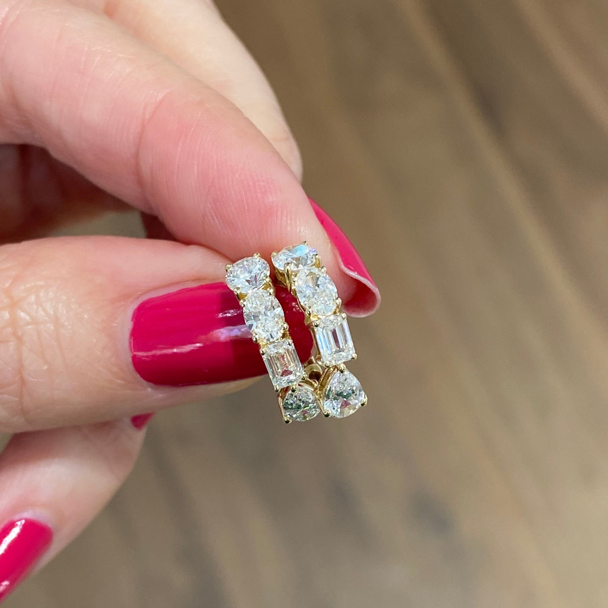 Vikasi - 2ct Mixed Diamond Huggie Hoop Earrings