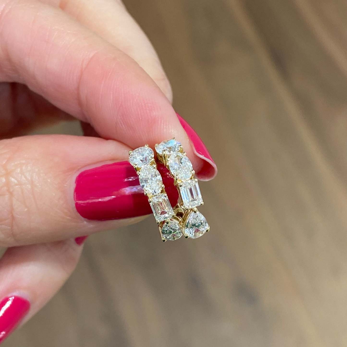 Vikasi - 2ct Mixed Diamond Huggie Hoop Earrings