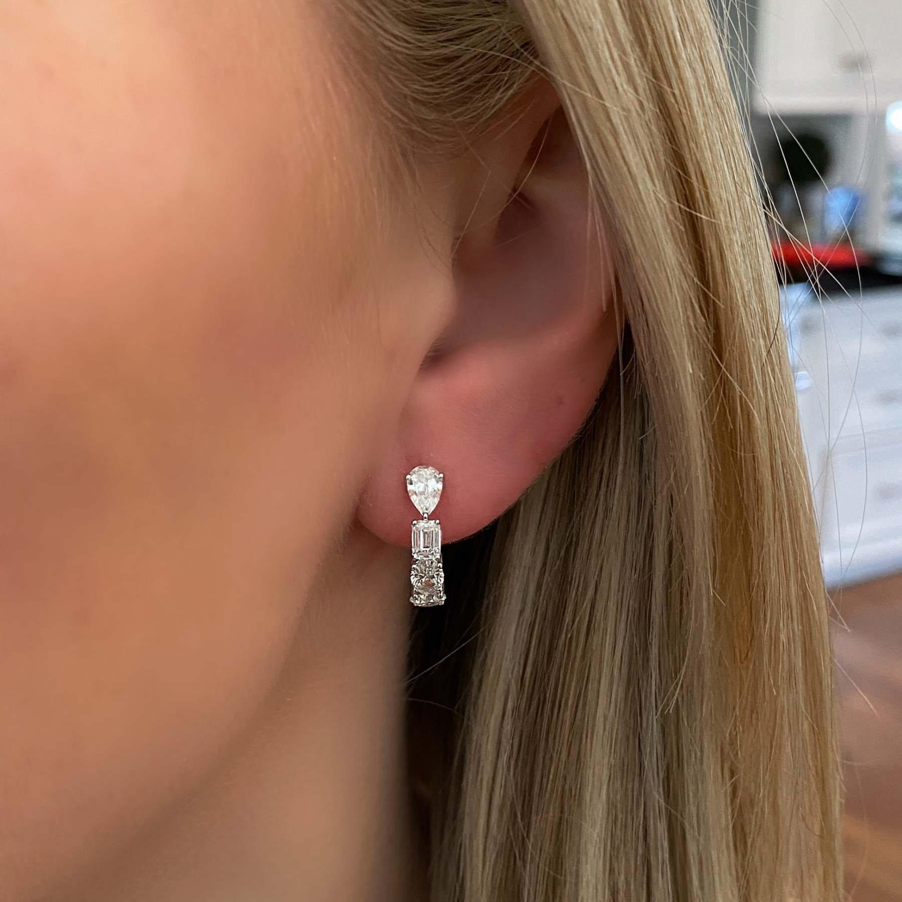 Vikasi - 2ct Mixed Diamond Huggie Hoop Earrings