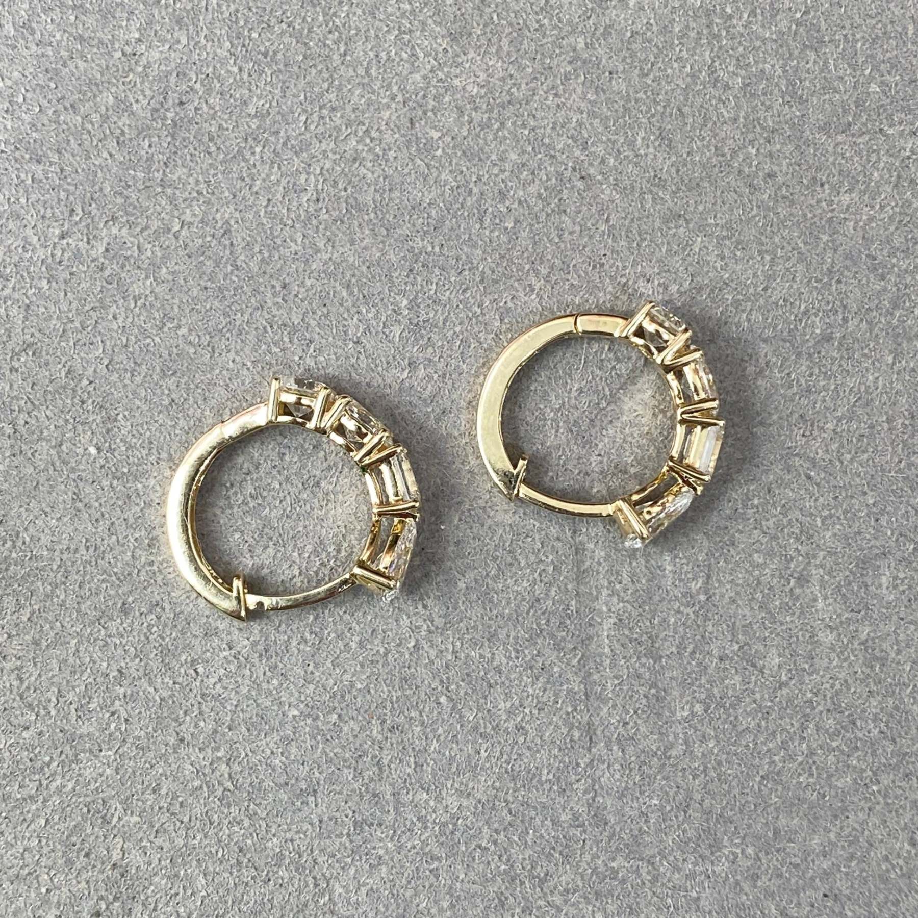 Vikasi - 2ct Mixed Diamond Huggie Hoop Earrings