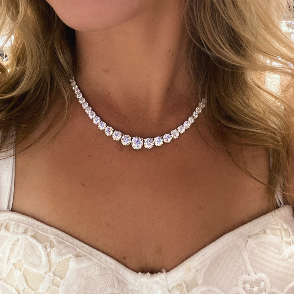  Vikasi - 10.02 Lab Diamond Riviera Tennis Necklace