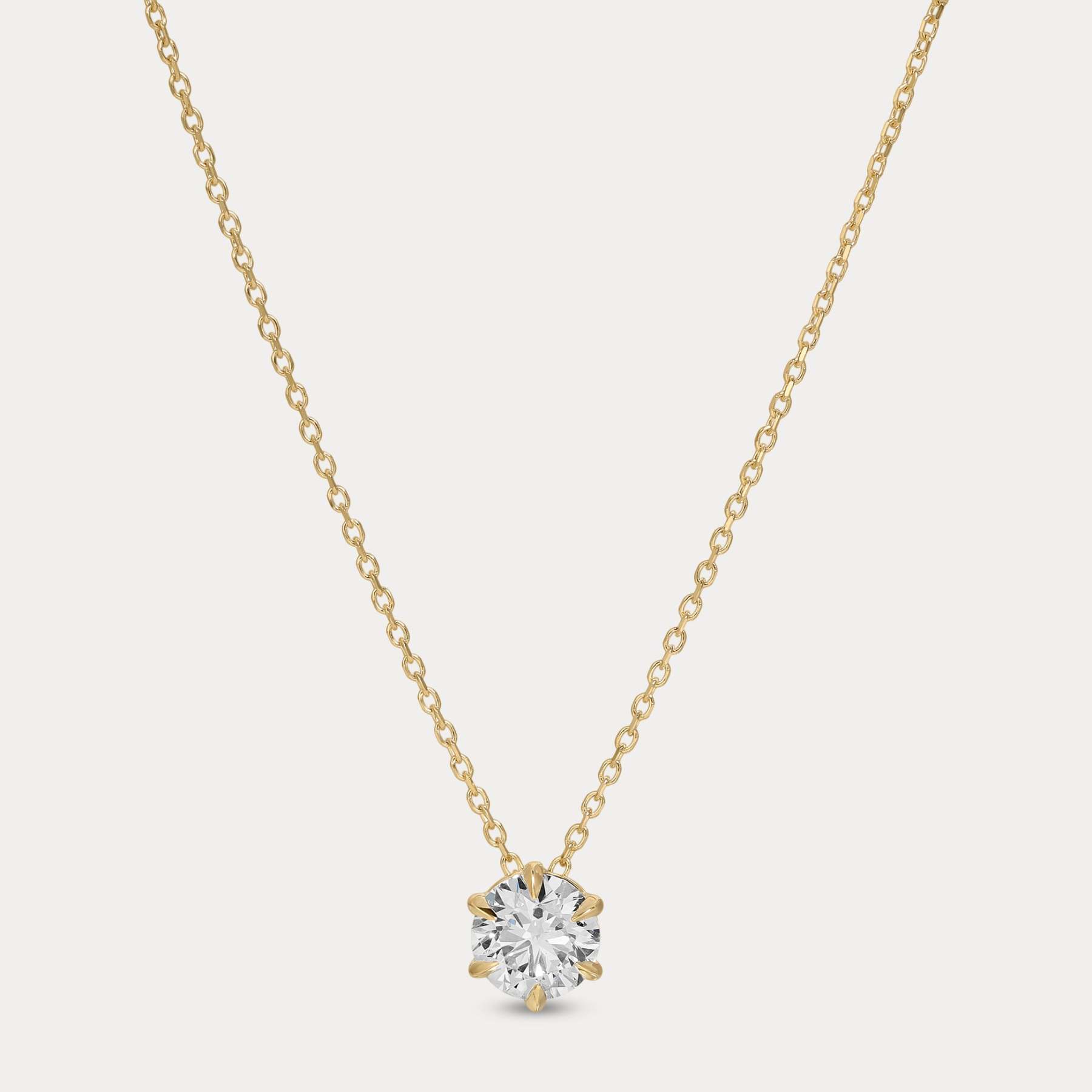 Vikasi - 1.13ct 6-Prong Round Solitaire Diamond Necklace