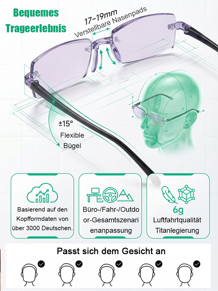 【Sehkraft zurück auf 20 Jahre】Intelligente Fokusveränderung Komfortable Lesebrille