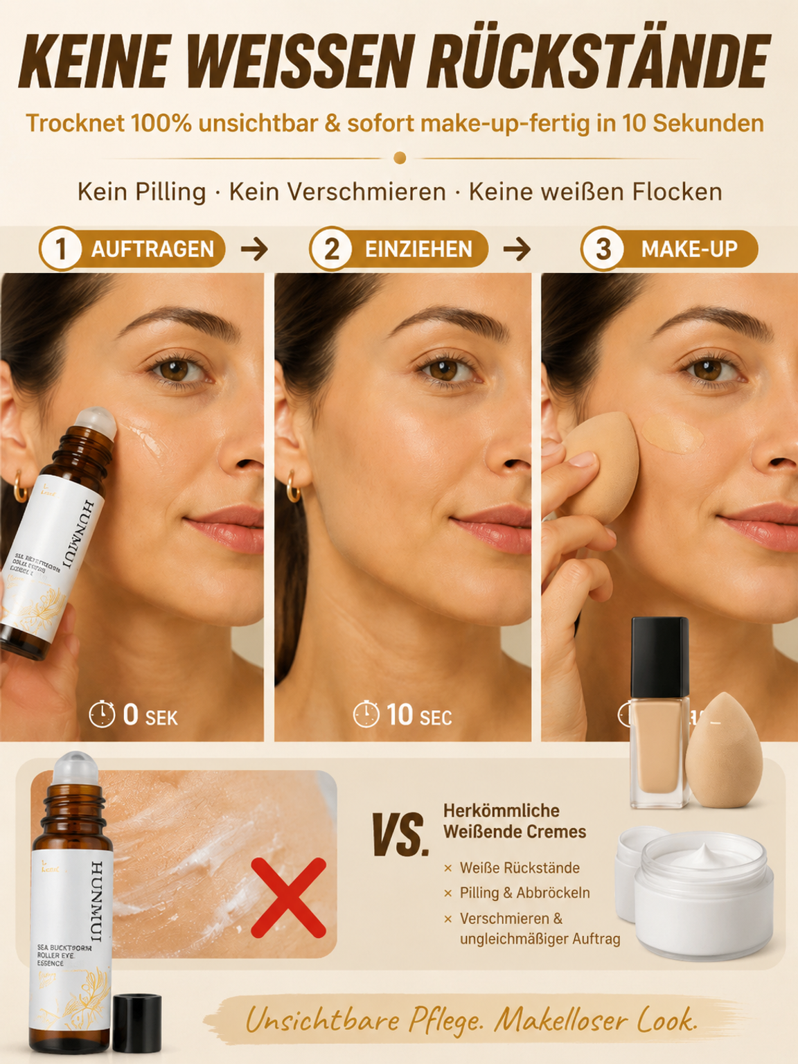 Sofort-Faltenreduzierendes Roll-On-Serum💧 Reich an den Mineralstoffen Kalzium, Magnesium und Kalium; spendet tiefenwirksam Feuchtigkeit und stärkt die Hautbarriere