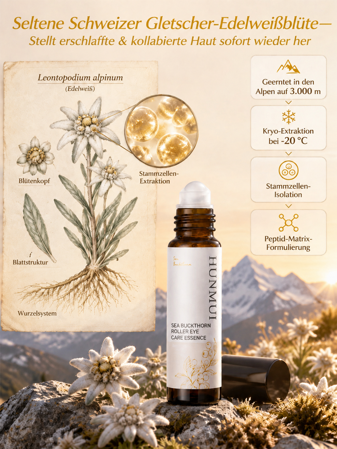 Sofort-Faltenreduzierendes Roll-On-Serum💧 Reich an den Mineralstoffen Kalzium, Magnesium und Kalium; spendet tiefenwirksam Feuchtigkeit und stärkt die Hautbarriere