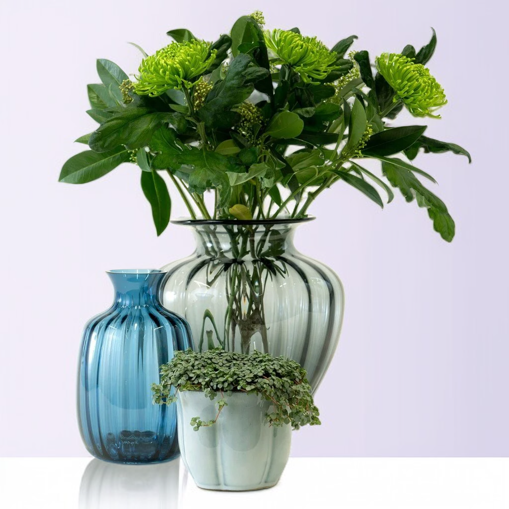 Nordische einfache transparente kleine Vase aus Reliefglas