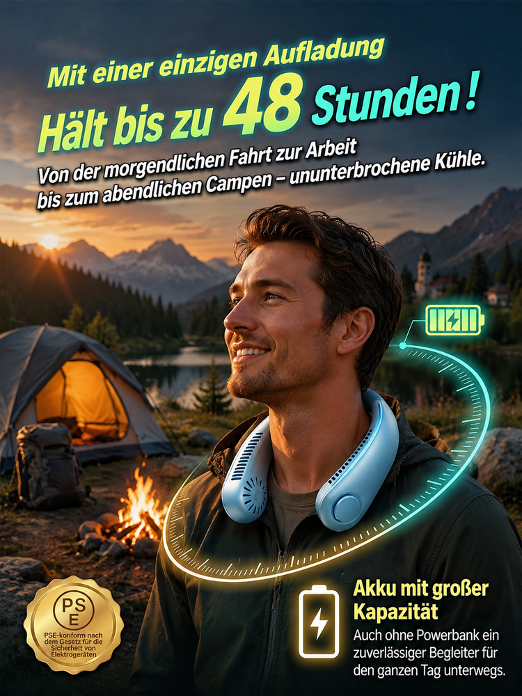 Neuer Halsventilator🤲 Das tragbare Design im Nackenband-Stil gibt Ihnen die Hände frei und eignet sich daher ideal für Pendelfahrten, Kochen und Aktivitäten im Freien