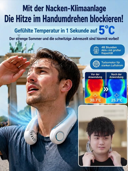 Neuer Halsventilator🤲 Das tragbare Design im Nackenband-Stil gibt Ihnen die Hände frei und eignet sich daher ideal für Pendelfahrten, Kochen und Aktivitäten im Freien
