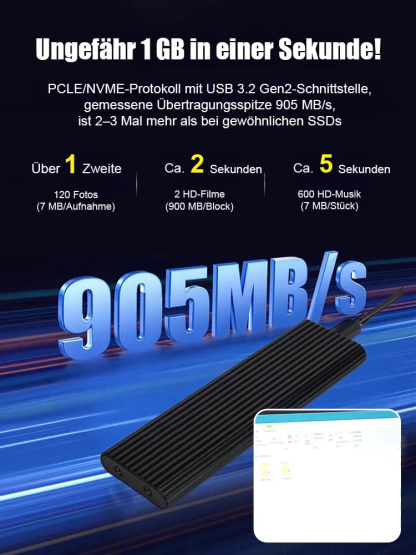 [Filme in 1 Sekunde übertragen] Tragbare Mini-SSD mit 16 TB hoher Kapazität und USB-C-Schnittstelle