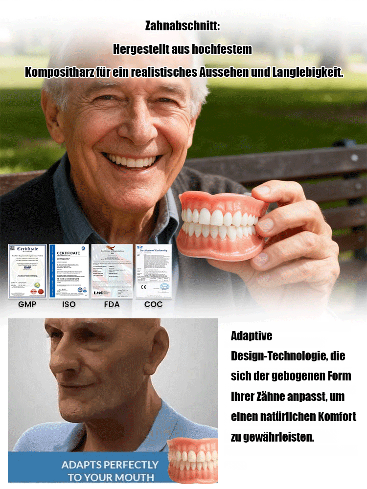 🔒Kein Klebstoff erforderlich, es haftet fest am Zahnfleisch, löst sich beim Sprechen oder Kauen nicht so leicht und ist für Menschen jeden Alters einfach anzuwenden.