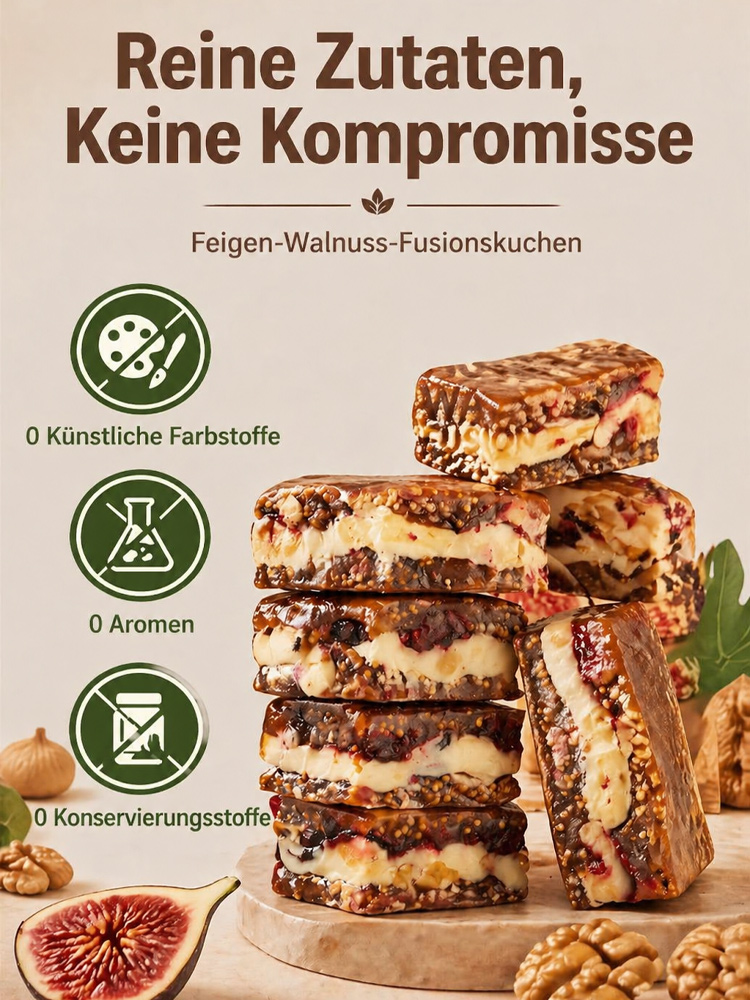 [2 für 1] Natürlicher Feigen-Nuss-Kuchen: ballaststoffreich und sättigend, aber ohne Reue👩‍⚕️Empfohlen von Ernährungswissenschaftlern
