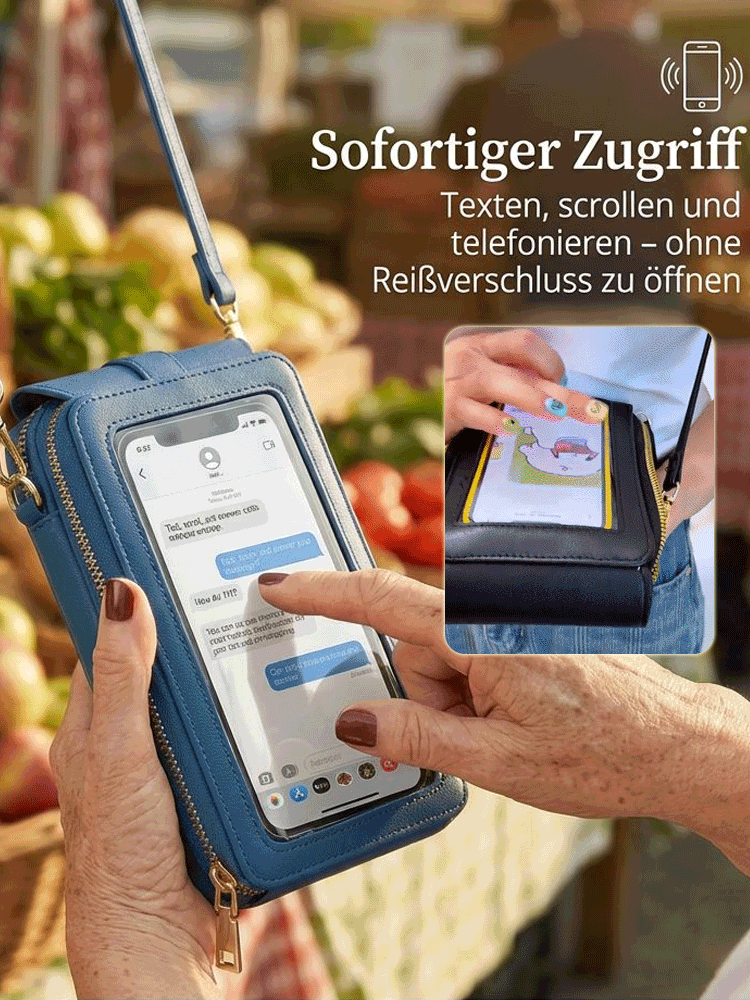 [Inklusive praktischem Münzbeutel] Touchscreen-Umhängetasche für Handys📱 Sie müssen die Hülle nicht öffnen – senden Sie Nachrichten, surfen Sie und telefonieren Sie direkt. Das ist unglaublich praktisch