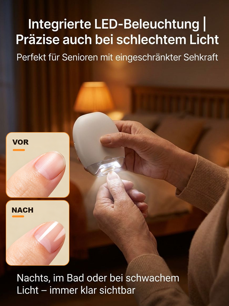 Automatischer Nageltrimmer mit Beleuchtung (für Senioren und Kinder geeignet)🔥Verabschieden Sie sich von den Problemen herkömmlicher Nagelknipser! Kein Spritzen oder Wundreiben beim Nägelschneiden; selbst Anfänger können Nägel schnell und effizient schne