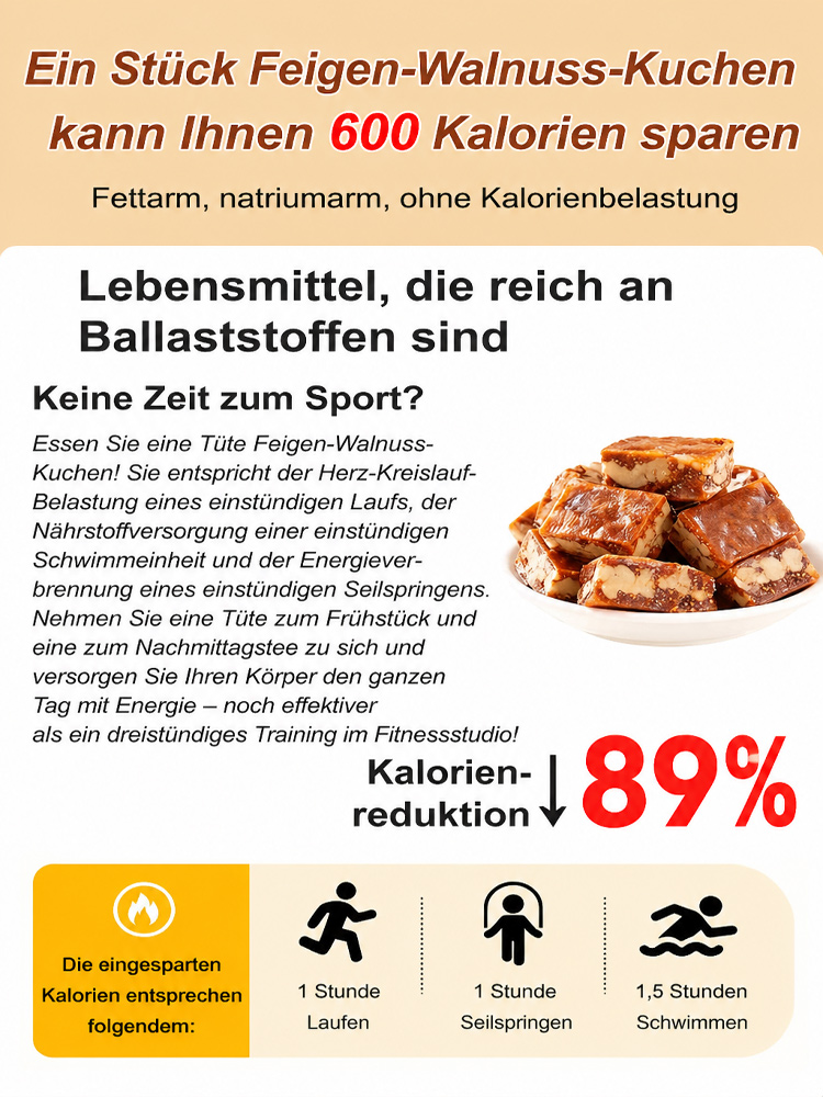 [2 für 1] Natürlicher Feigen-Nuss-Kuchen: ballaststoffreich und sättigend, aber ohne Reue👩‍⚕️Empfohlen von Ernährungswissenschaftlern