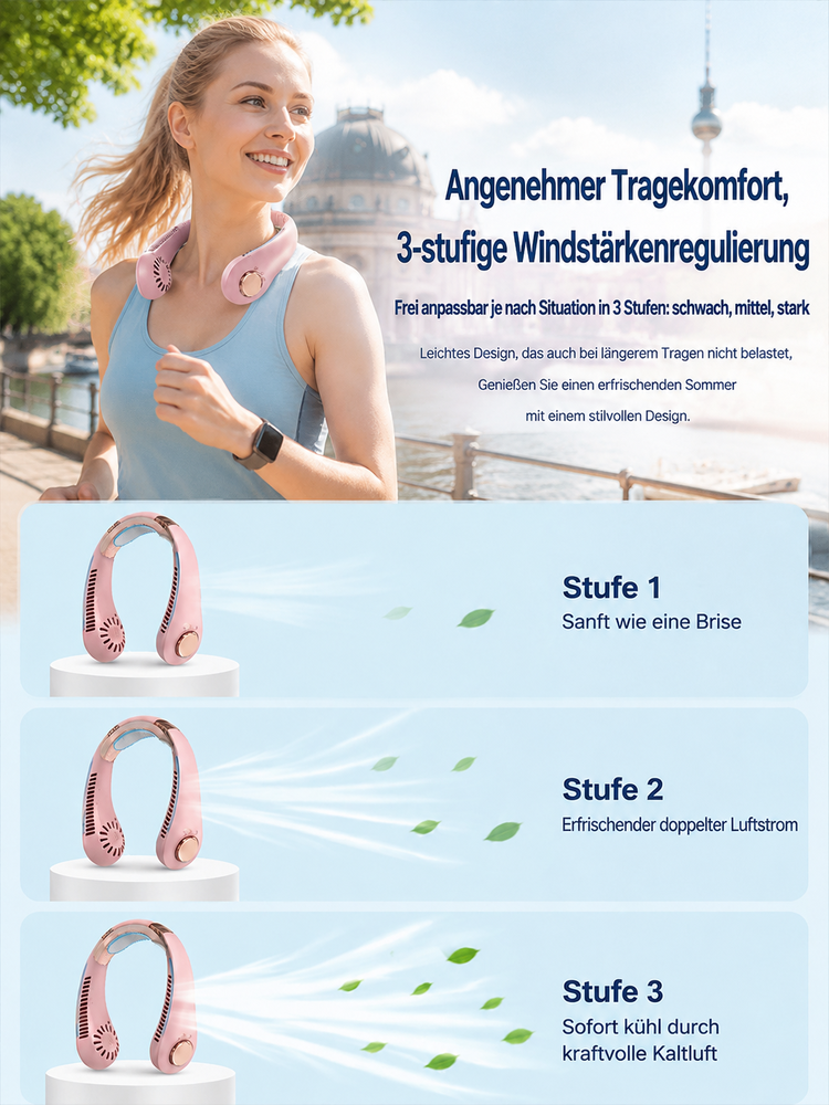 Neuer Halsventilator🤲 Das tragbare Design im Nackenband-Stil gibt Ihnen die Hände frei und eignet sich daher ideal für Pendelfahrten, Kochen und Aktivitäten im Freien