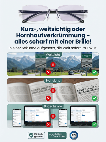 【Sehkraft zurück auf 20 Jahre】Intelligente Fokusveränderung Komfortable Lesebrille