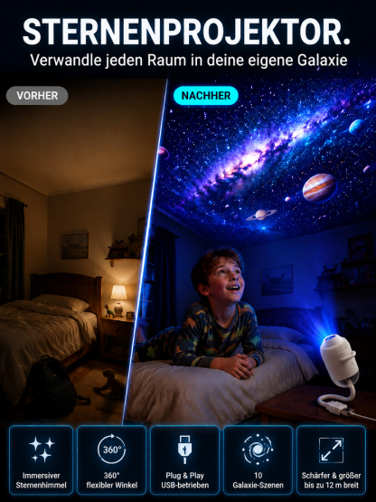 Das Sternennachtlicht bringt die nordischen Aurora Borealis in Ihr Schlafzimmer✨Mit nur einem Klick lässt sich die Szene umschalten und ein gewöhnliches Zimmer in eine traumhafte Unterwasserwelt verwandeln