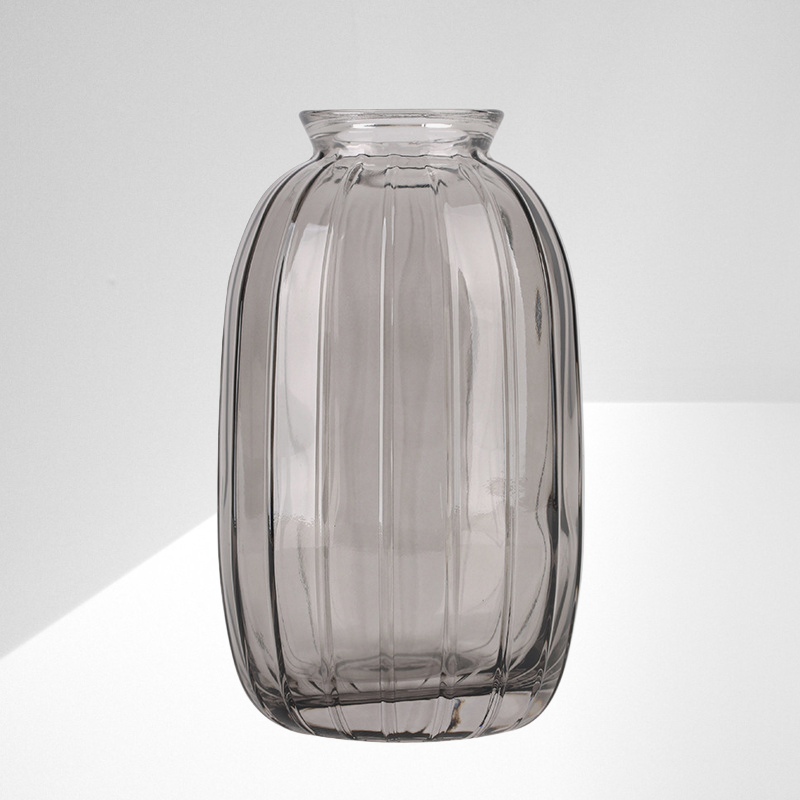Nordische einfache transparente kleine Vase aus Reliefglas