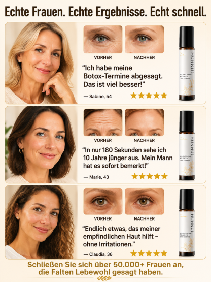 Sofort-Faltenreduzierendes Roll-On-Serum💧 Reich an den Mineralstoffen Kalzium, Magnesium und Kalium; spendet tiefenwirksam Feuchtigkeit und stärkt die Hautbarriere