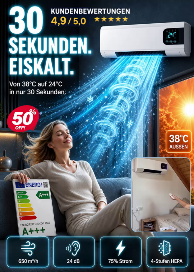  Wandmontierte Klimaanlage mit Kühl- und Heizfunktion