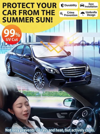 [Ice Shield Ultra-Cooling] Foldable Titanium-Silver Car Sunshade Umbrella