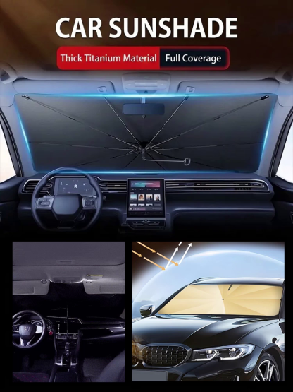 [Ice Shield Ultra-Cooling] Foldable Titanium-Silver Car Sunshade Umbrella