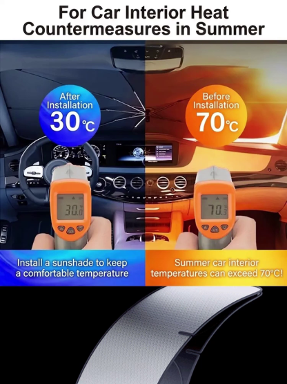 [Ice Shield Ultra-Cooling] Foldable Titanium-Silver Car Sunshade Umbrella