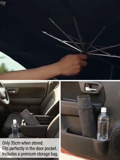 [Ice Shield Ultra-Cooling] Foldable Titanium-Silver Car Sunshade Umbrella