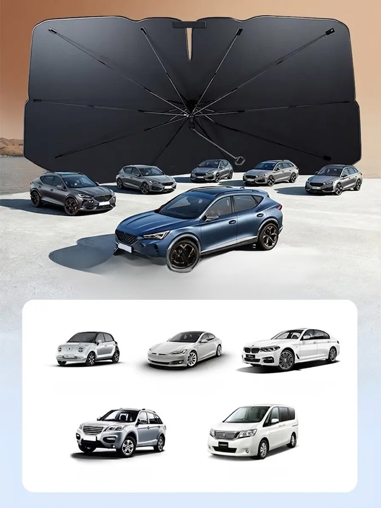 [Ice Shield Ultra-Cooling] Foldable Titanium-Silver Car Sunshade Umbrella