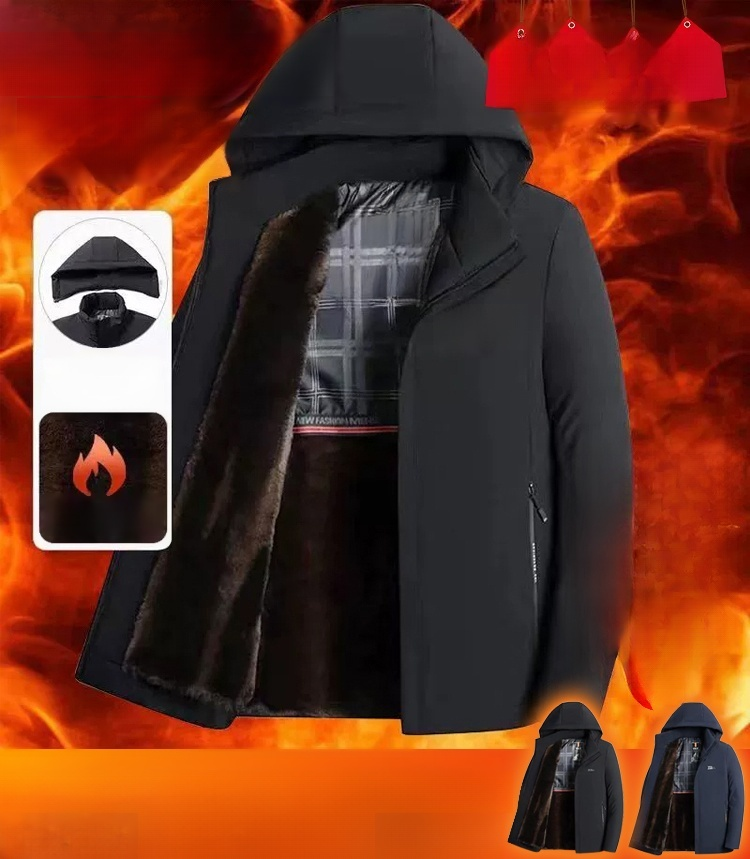 Thickened Fleece-Lined Casual Cotton Jacket for Men