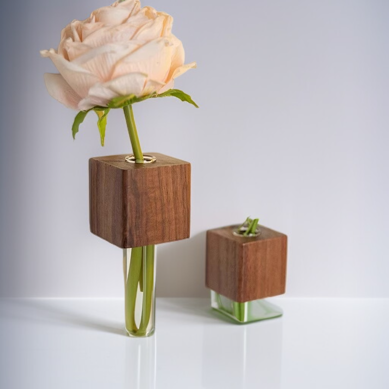 Wooden flower vase Simple 3d flower vase
