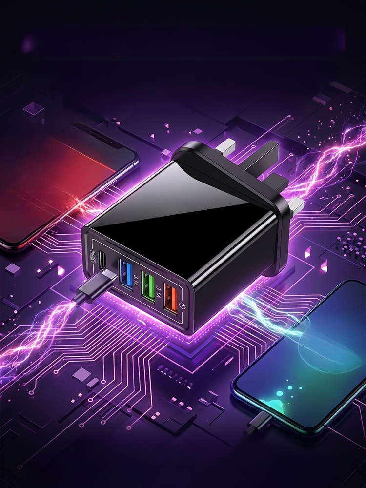 Four-Port Travel Charger for Extended Phone Battery Life