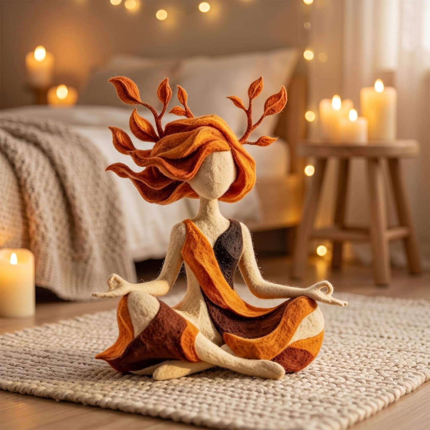 Serenity Growth | Inner Harmony Sculptural Figurine, Abstract Meditation Sculpture Statue for Home Decor, Hand-Painted Resin Art Figurine for Living Room Bedroom Desk (Orange)